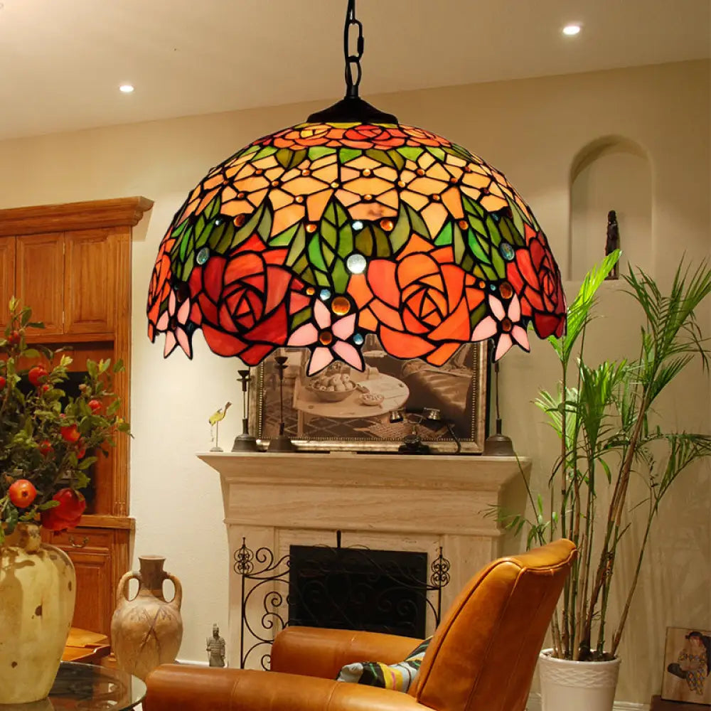 Chandeliers with Colored Glass for a Splash of ColorChandeliers with Colored Glass for a Splash of ColorVictorian Black Stained Glass Rose Pendant Light - Living Room Hanging Kit