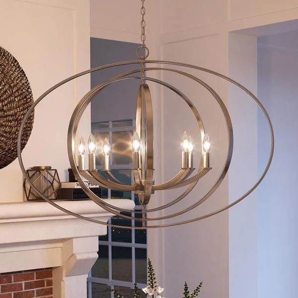 LED Chandeliers for Energy - Efficient LightingLED Chandeliers for Energy - Efficient LightingUHP2331 Luxe Industrial Chandelier, 26-3/8"H x 39"W, Brushed Nickel Finish, Arezzo Collection