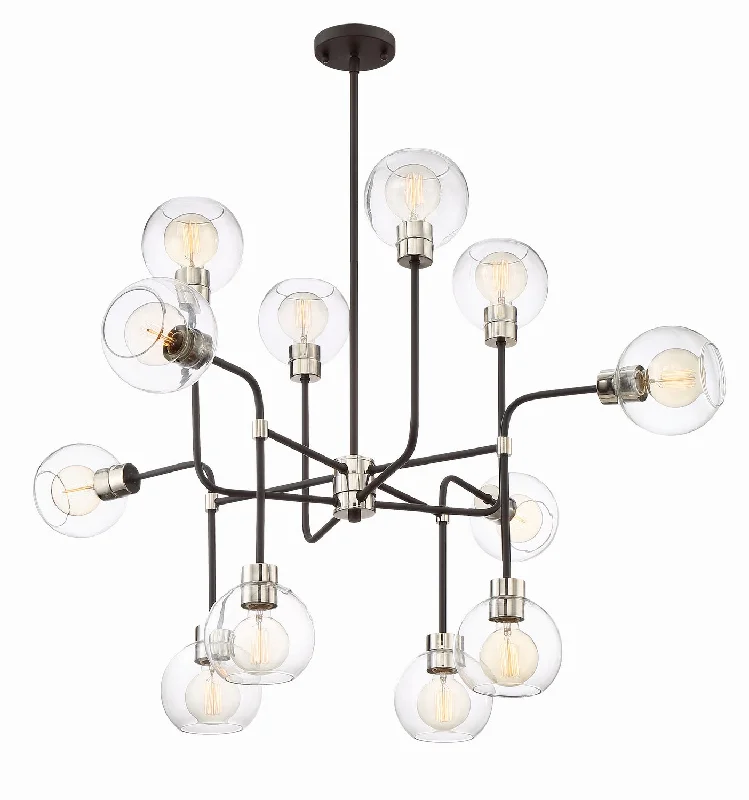 Chandeliers with Venetian Glass for a Luxurious LookChandeliers with Venetian Glass for a Luxurious LookZeev Pierre CD10223-12-PN+MBK Chandelier Light - Polished Nickel