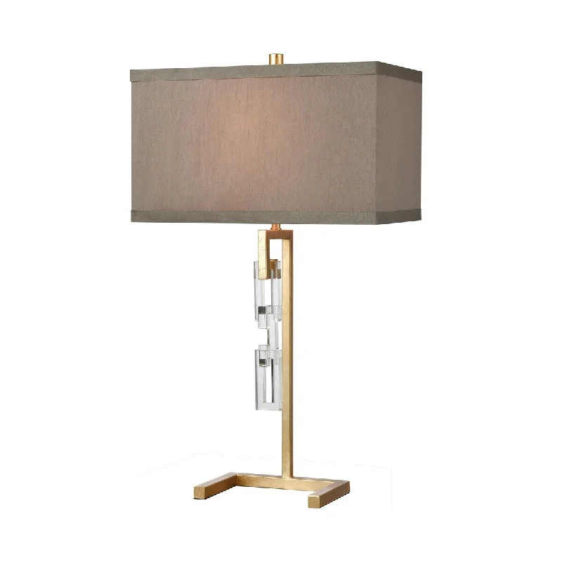 crystal table lamps with dazzling prisms for a glamorous effectcrystal table lamps with dazzling prisms for a glamorous effectAuberge Table Lamp in Gold Leaf and Clear Crystal with a Grey Faux Silk Shade