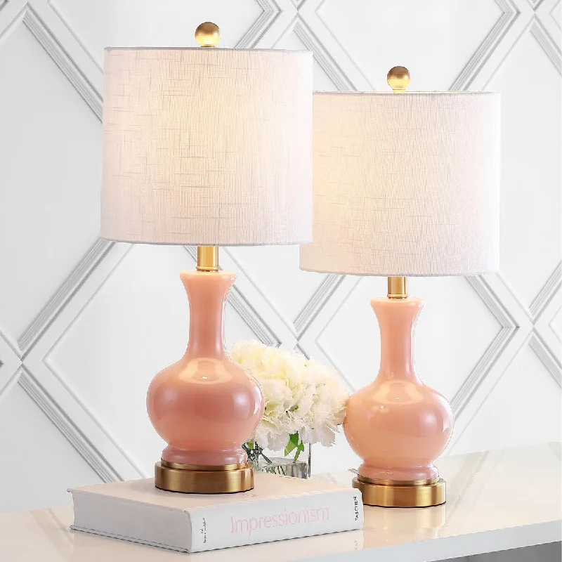 rustic farmhouse table lamps for cozy kitchensrustic farmhouse table lamps for cozy kitchensCox 22" Metal/Glass LED Table Lamp, Light Coral (Set of 2) by JONATHAN Y