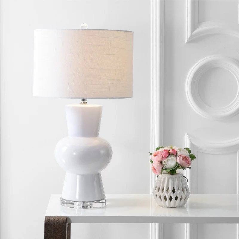 bohemian table lamps with colorful patterns for eclectic bedroomsbohemian table lamps with colorful patterns for eclectic bedroomsJulia 28.5" Ceramic LED Table Lamp, White by JONATHAN Y