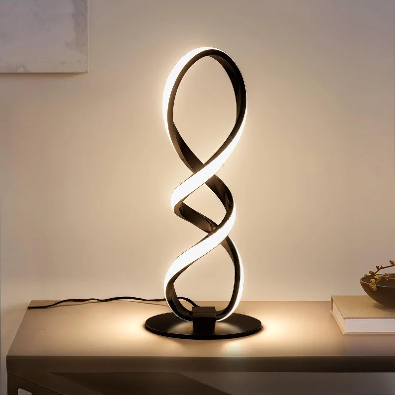 metal table lamps with a matte black finish for a sleek appearancemetal table lamps with a matte black finish for a sleek appearanceModern Table lamp, Stepless Dimmable LED Spiral lamp Black Unique Bedside lamp, 12W 3200K Contemporary Nightstand Lamp