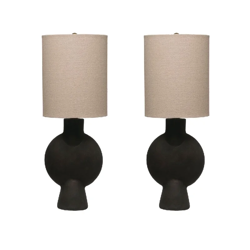 metal table lamps with a matte black finish for a sleek appearancemetal table lamps with a matte black finish for a sleek appearanceTerra-cotta Table Lamp with Linen Shade