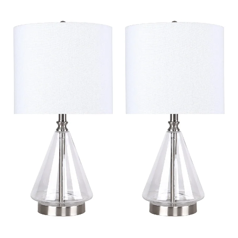 Clear Glass/Brushed Nickel/White Shade