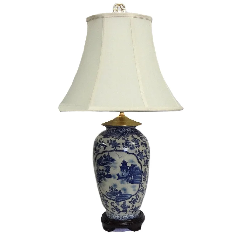 rustic farmhouse table lamps for cozy kitchensrustic farmhouse table lamps for cozy kitchensBlue & White Floral Pagoda Porcelain Lamp